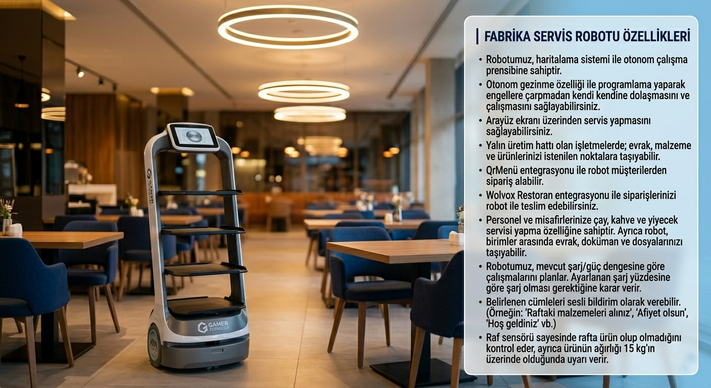 Fabrika Servis Robotu Teknik Özellikler
